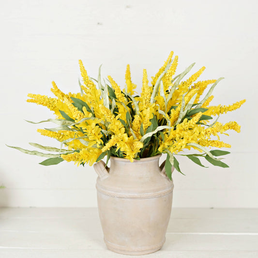 35585- 20in Bush-Yellow Cluster Flowers with Heather
